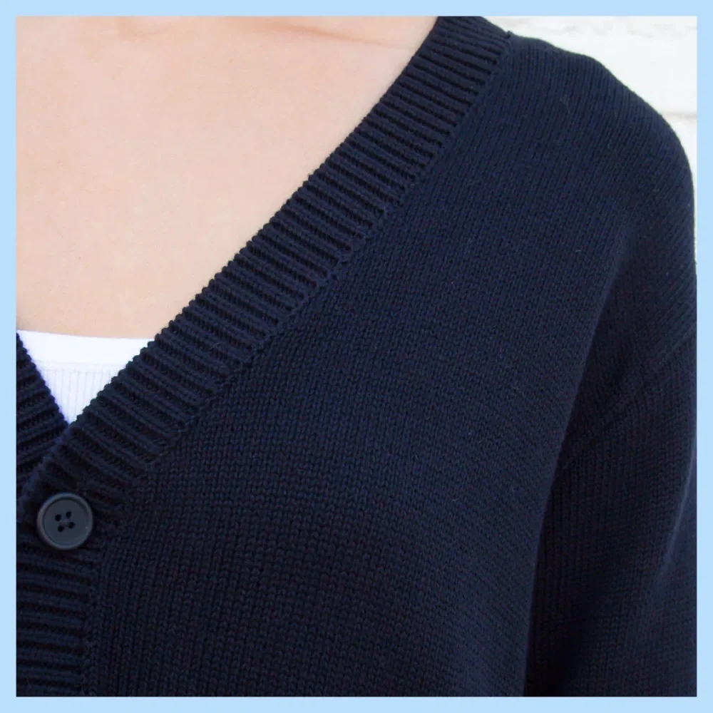 Women's Navy Blue Cardigan - Picture 4 of 8